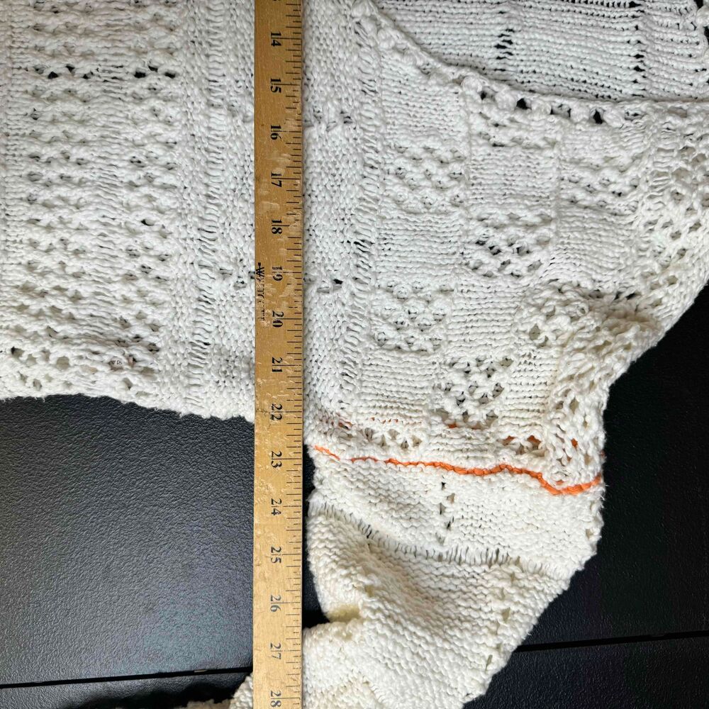 Free People White Sweater Crochet Chunky Knit Oversized Cottagecore Boho Hippie - Picture 16 of 16
